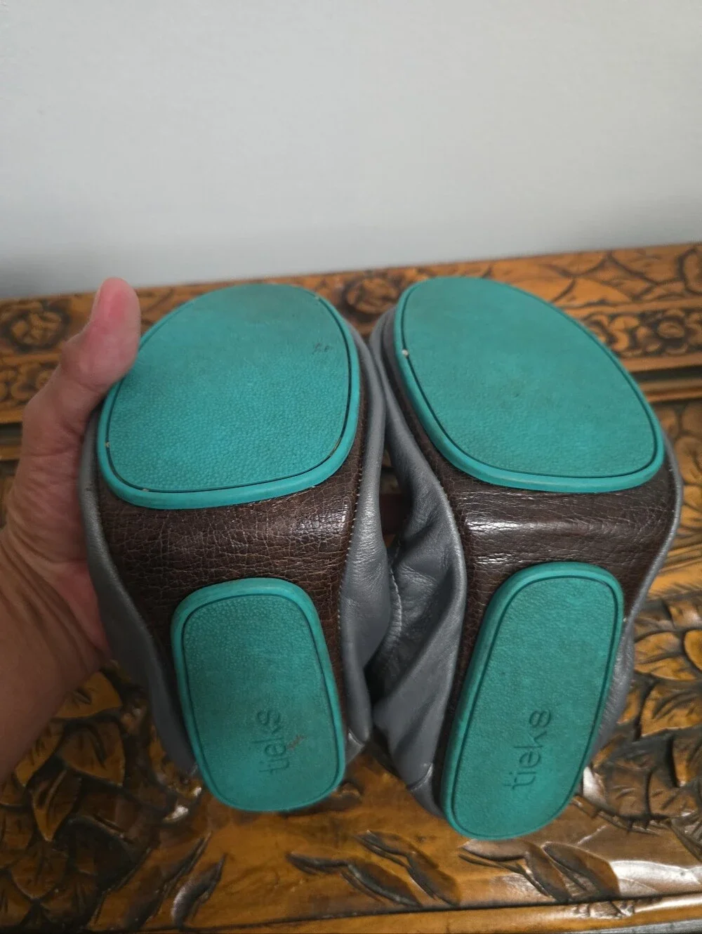 Tieks Metallic Pewter Size 9 GUC